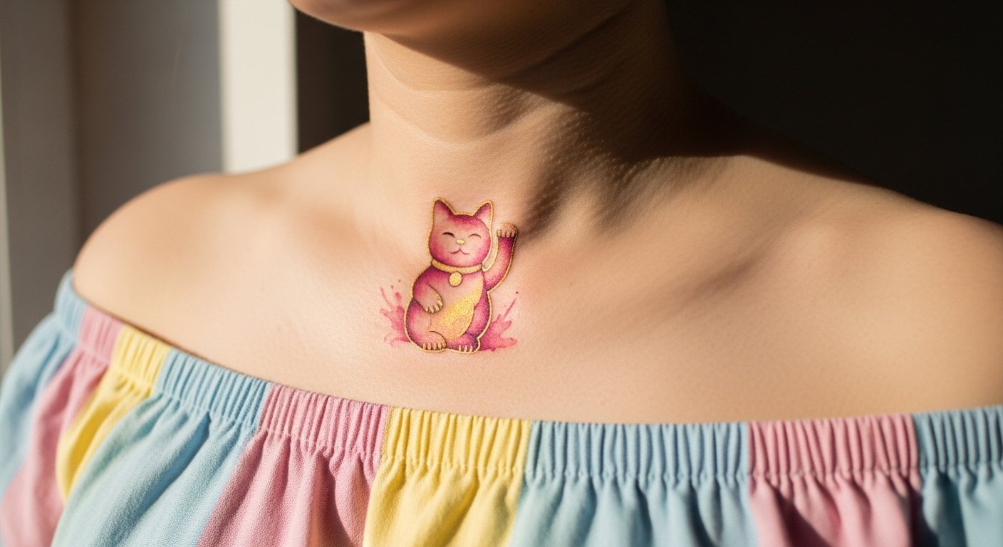 21 Modern Lucky Cat Tattoo Ideas for Fans